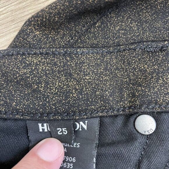 Hudson Nico Midrise Super Skinny Speckled Gold & Black Jeans - Picture 6 of 13